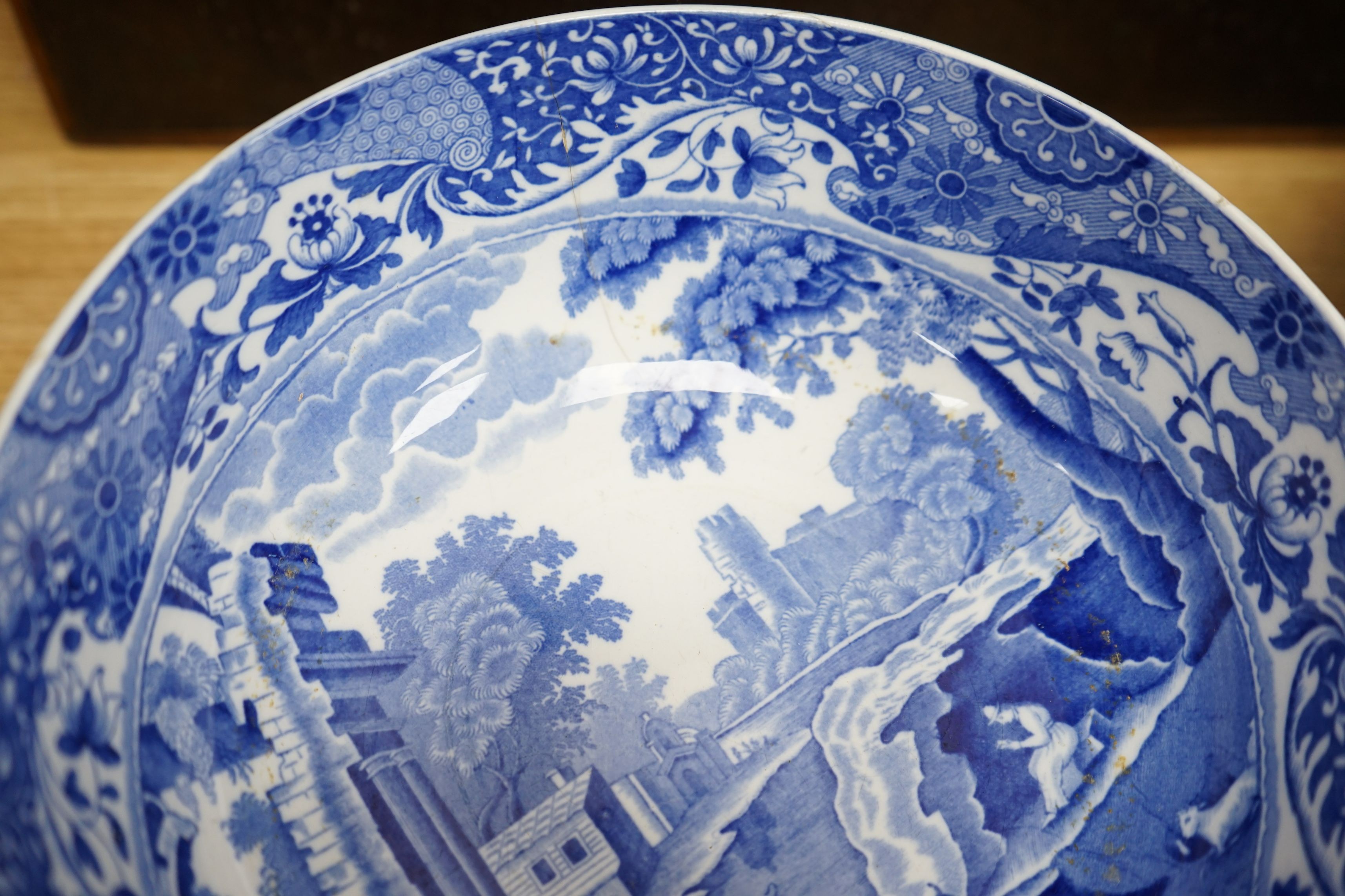 Seven Spode Italian bowls, a tureen and cover, a platter and a jug